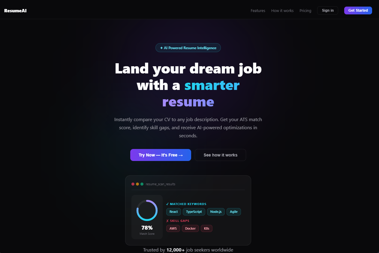 ResumeAI CV Optimiser screenshot
